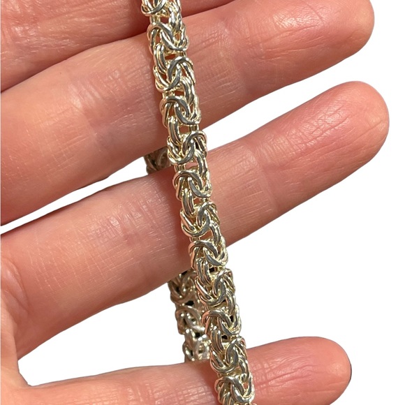 925 Sterling Silver Byzantine Link Bracelet 8” Inch Chain bracelet - Picture 8 of 9